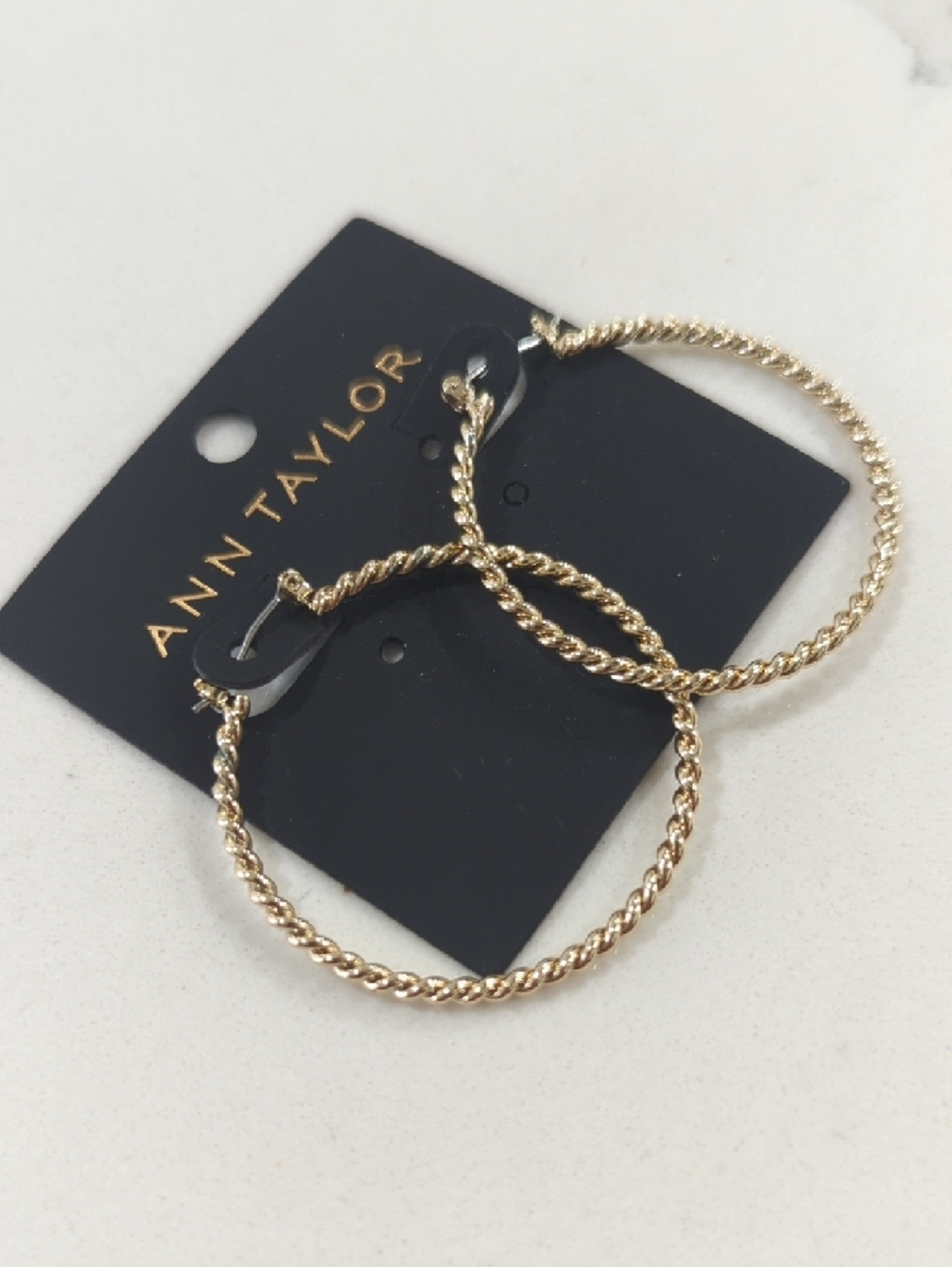 Ann Taylor Gold Twisted Rope Hoop Earrings - Picture 2 of 9